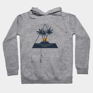 Island. Palms In Triangle. Beach, Summer, Vacation. Creative Illustration Hoodie